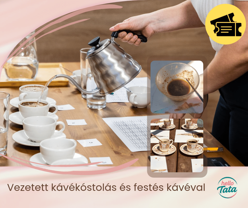 vezetett kávékóstolás, élményfestés kávéval workshop